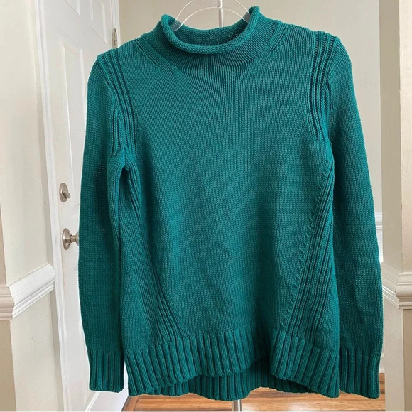 J. Crew Always Roll Neck 1988 Knit Cotton Pullover Sweater Spicy Jade Green XS - Picture 6 of 9